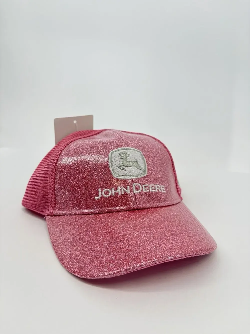 John Deere Toddler Girls Pink Glitter Trucker Hat Snapback 2T-4T NWT